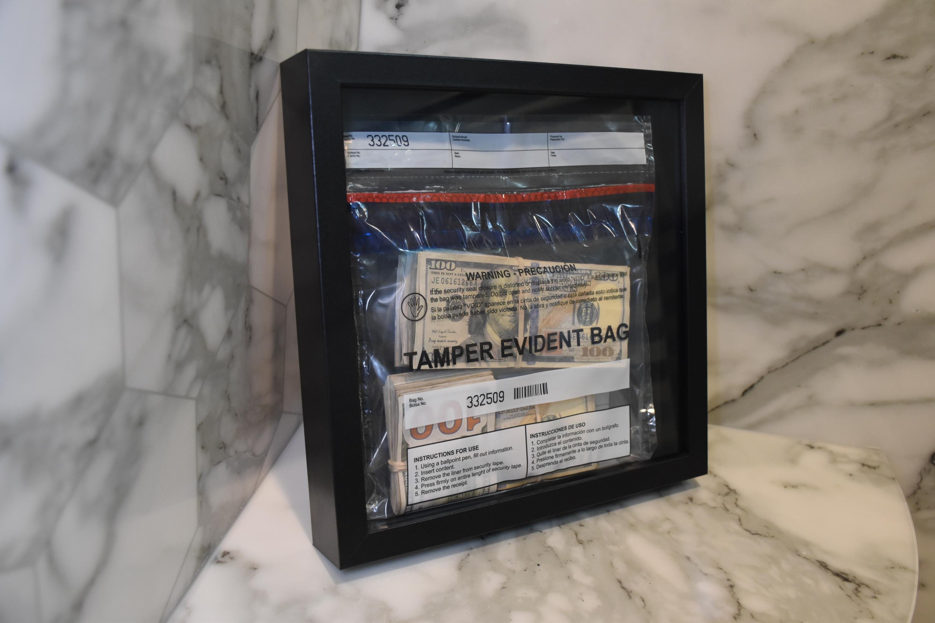 Evidence Cash - Shadow Box with Realistic Money, Cool Fun Gift For Him, Motivational Inspiring Luxury Apartment Bedroom Decor, 3D Pop Art