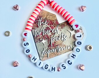 High School Friendship Bracelet | Pink Blue Beaded Bracelet
