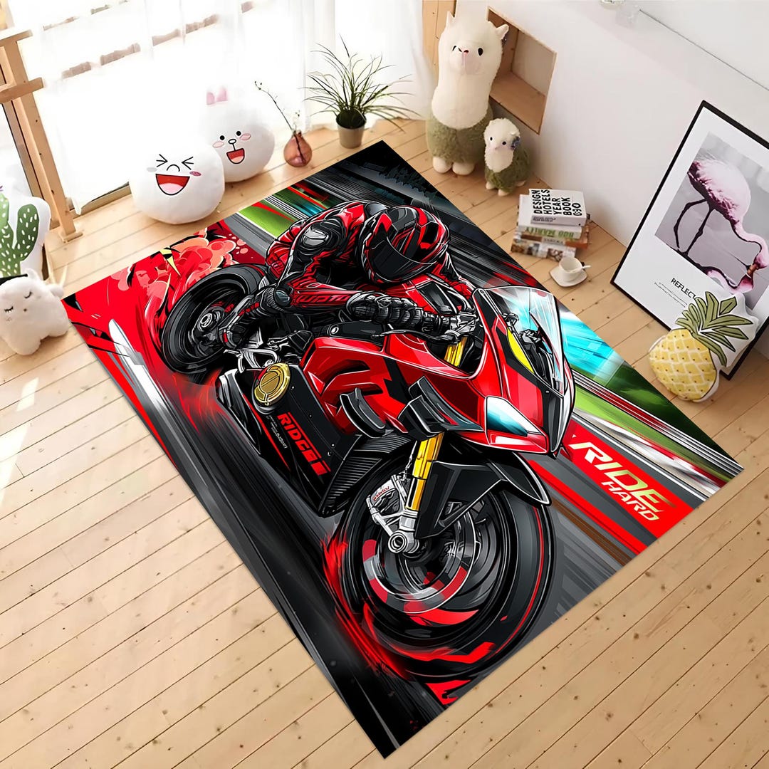 Red Rider Graphics Red Rider Motorcycle Wall Art β Bold Racing Biker Poster β Dynamic ...
