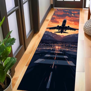 Aircraft Runway Rug: Aviation Airport Decor
