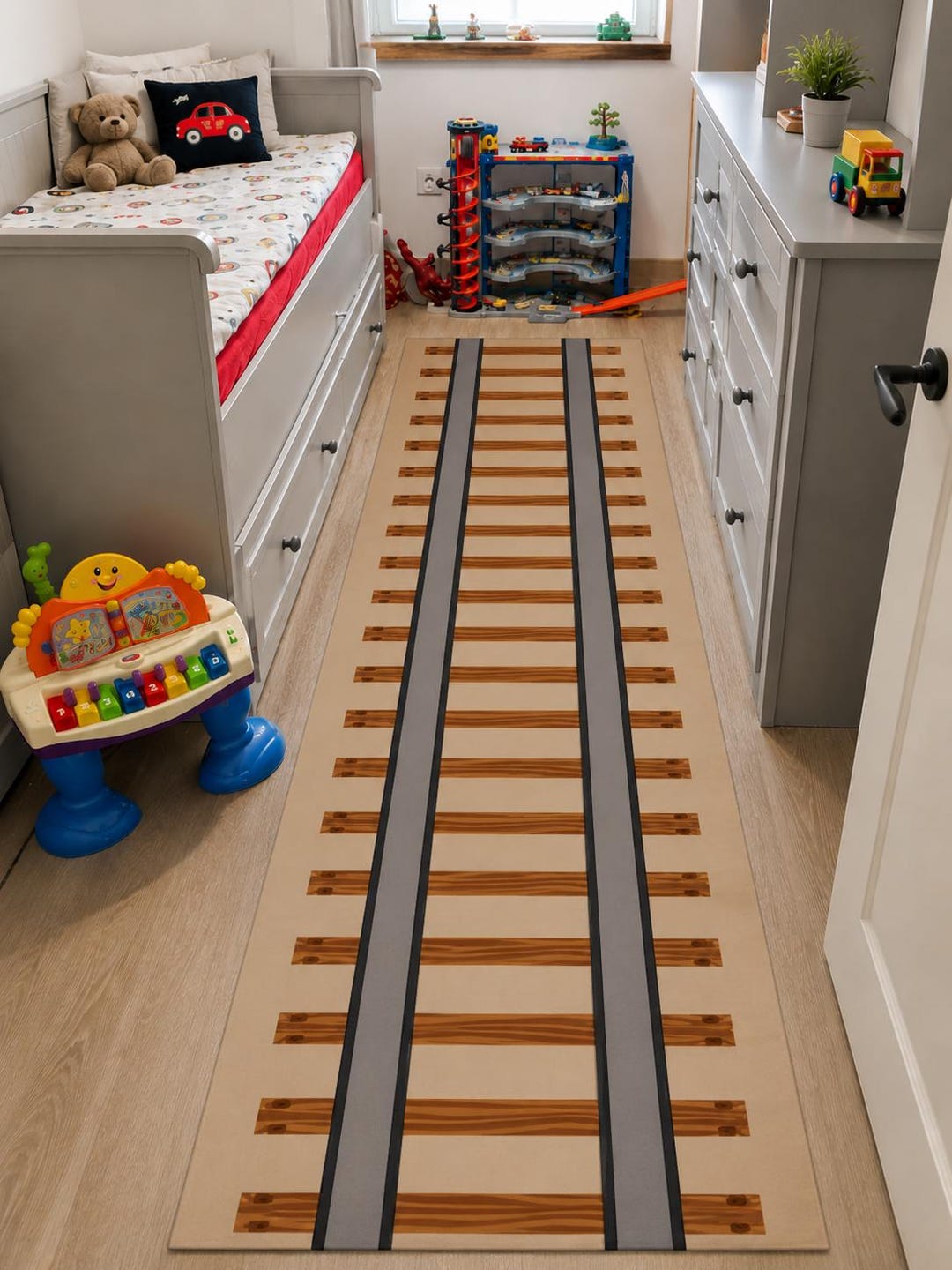 Transportation Rug Train Runner Rug, Railroad Rug, Kids Train Rug, Train Track Runner Rug ...
