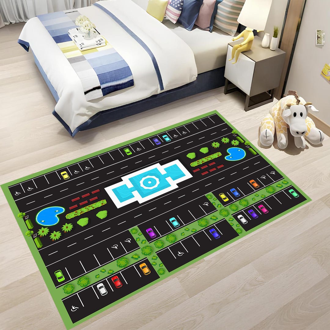Play Car Parking Rugkids Room Rugs,parking Lot Rug, Preschool Car Park ...