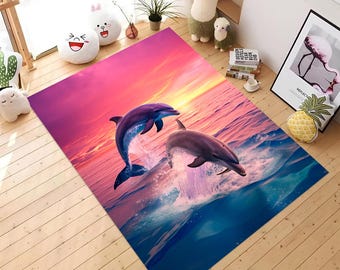 Dolphin Fish Rug: Colorful Sea Animal Ocean Rug
