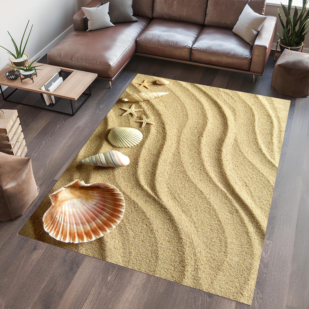 Clamshell Pattern Rug, Starfish Pattern Rug, Washable Rug, Corridor Rug ...