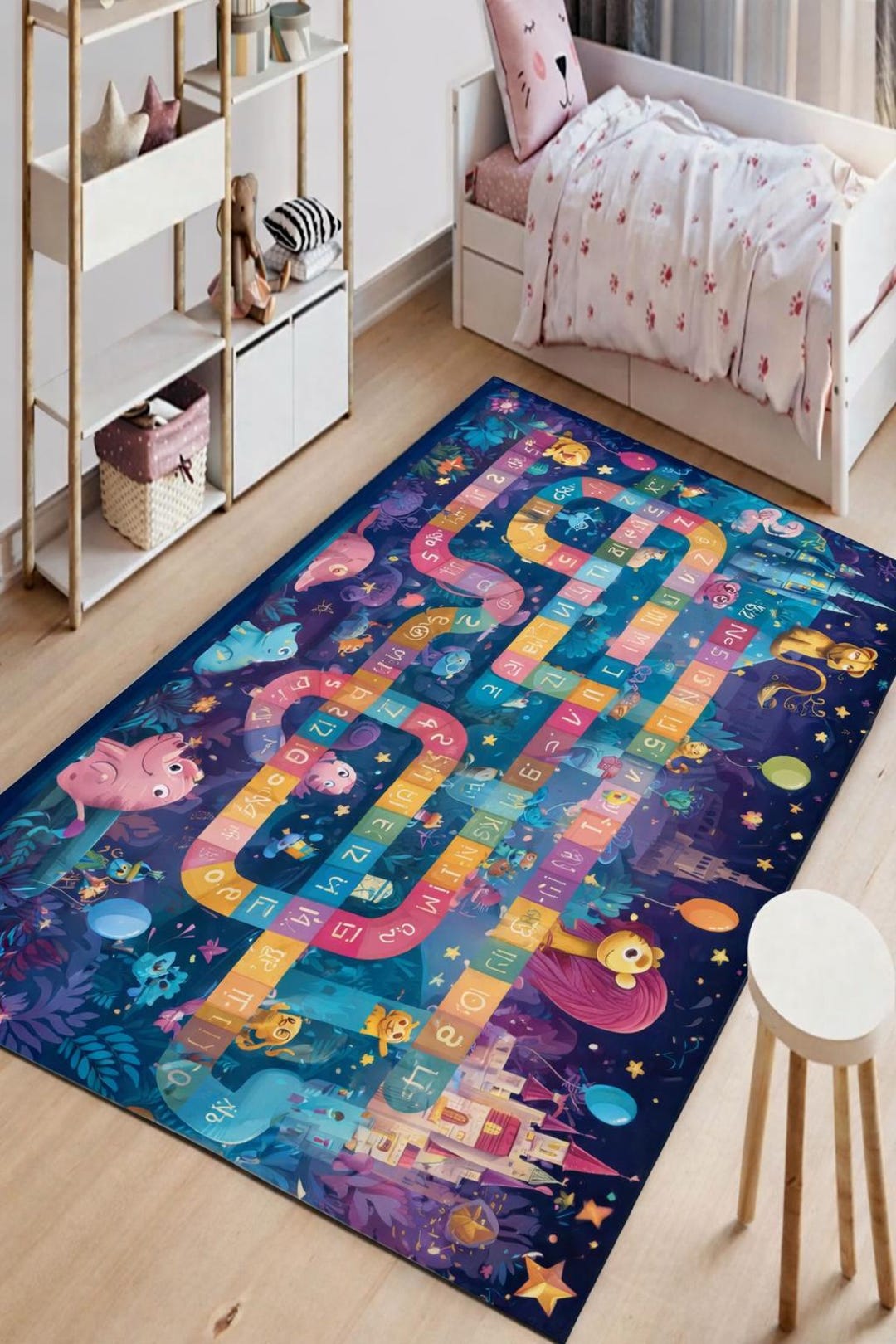 Child Game Rug Kids Board Game Rug: Colorful Animal Path, Educational Play - Etsy