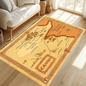 Mythical World Map Rug: Large Game Room Carpet