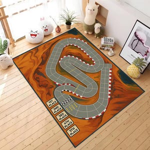 3D Racetrack Rug: Kids Car Play Mat, Boys Room Decor