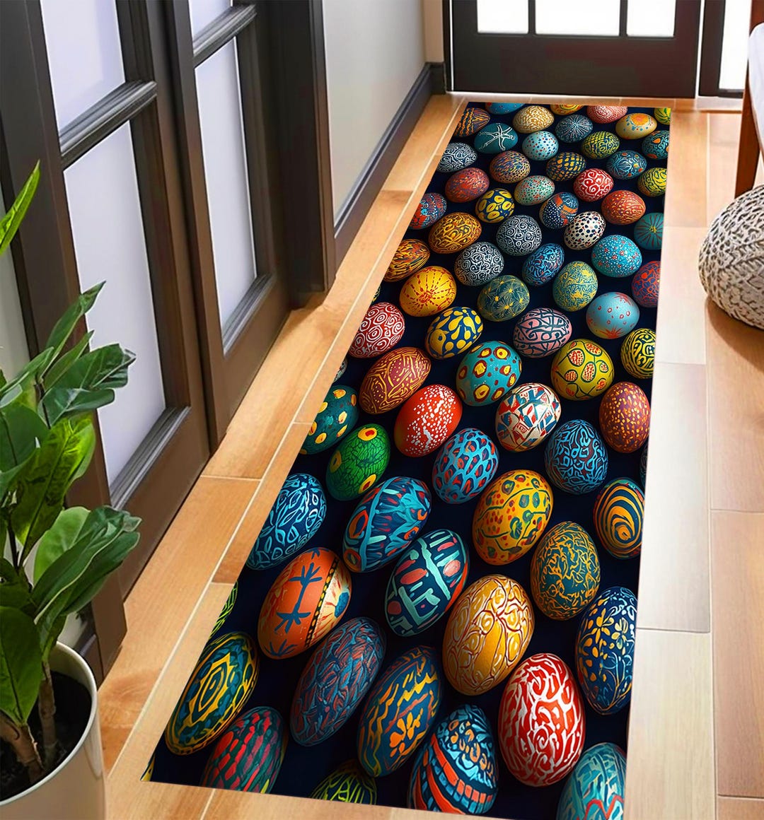 Easter Rug Design Easter Rug, Easter Egg Rug, Cute Egg Runner Rug, Rabbit Pattern Rug ...