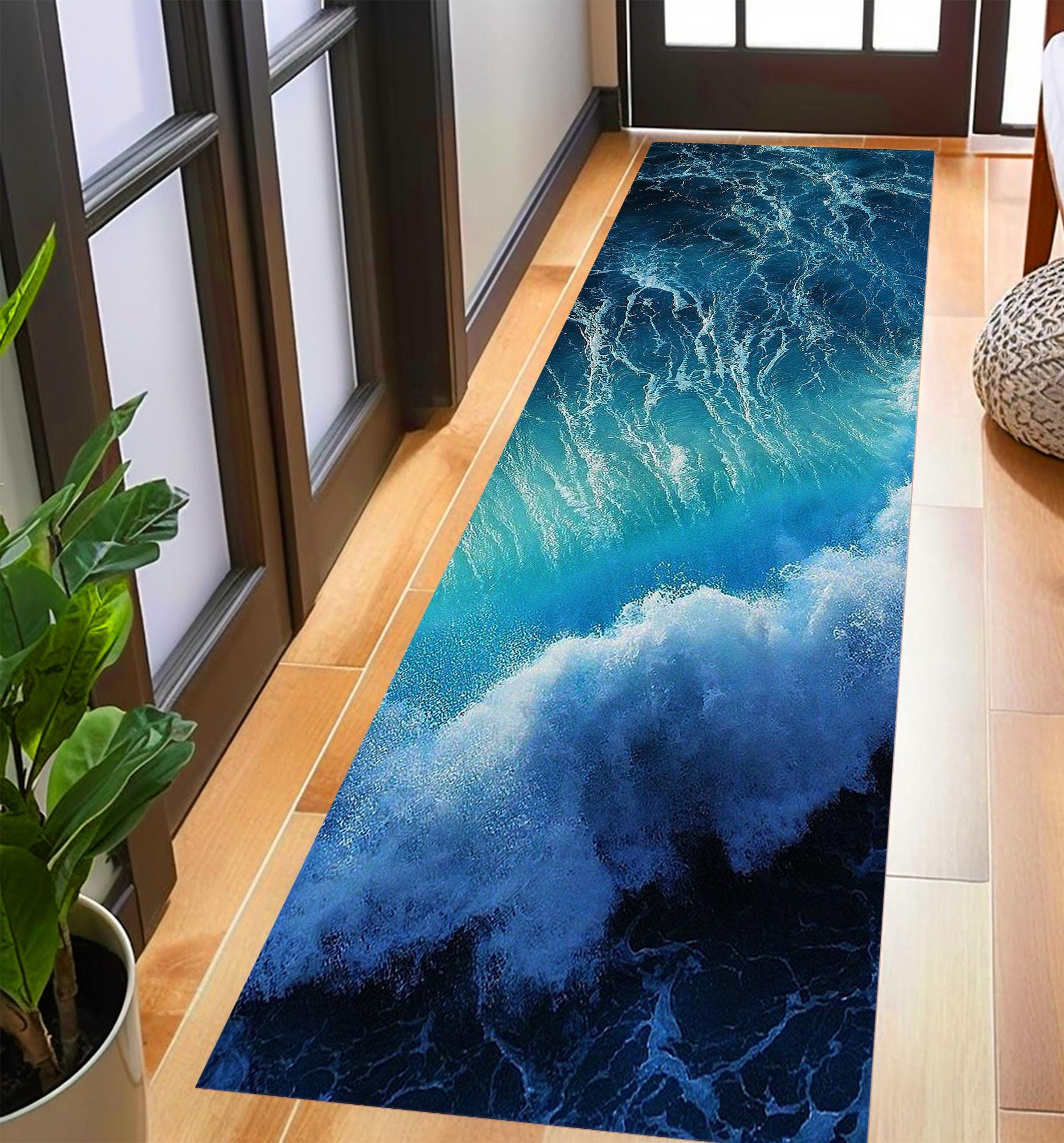 Ocean Wave Runner Rug: Coastal Beach Home Decor