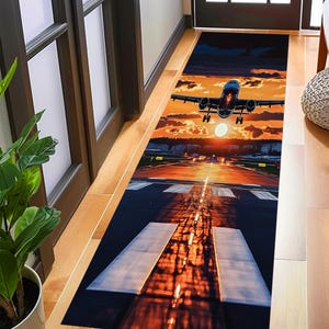 Aircraft Runway Rug: Aviation Airport Decor, Non-Slip Cotton Base