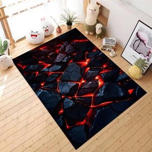 Hot Lava Floor Rug: Volcano Rock Pattern, Home Decor