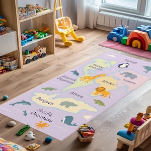 Lässiger Lernteppich mit Weltkarte - Geographie Teppich - Weiche Spielzimmer Matte - Geographie Teppich für Kinder und Erwachsene