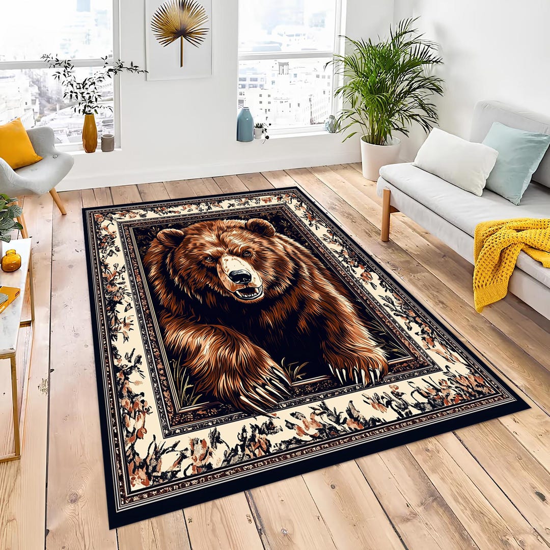 Bear Pattern Rug, Art Rug, Decor Bear Rug, Bear Rug, Bear Carpet ...
