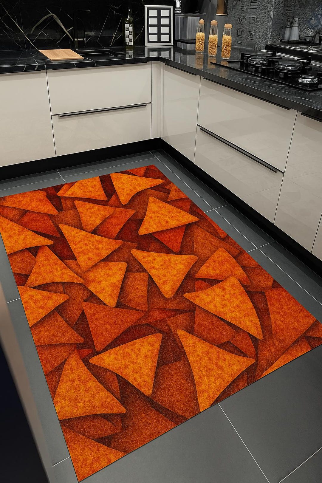 Nacho Chips Rug: Orange Crunchy Carpet, Fun Tortilla Triangle Design ...