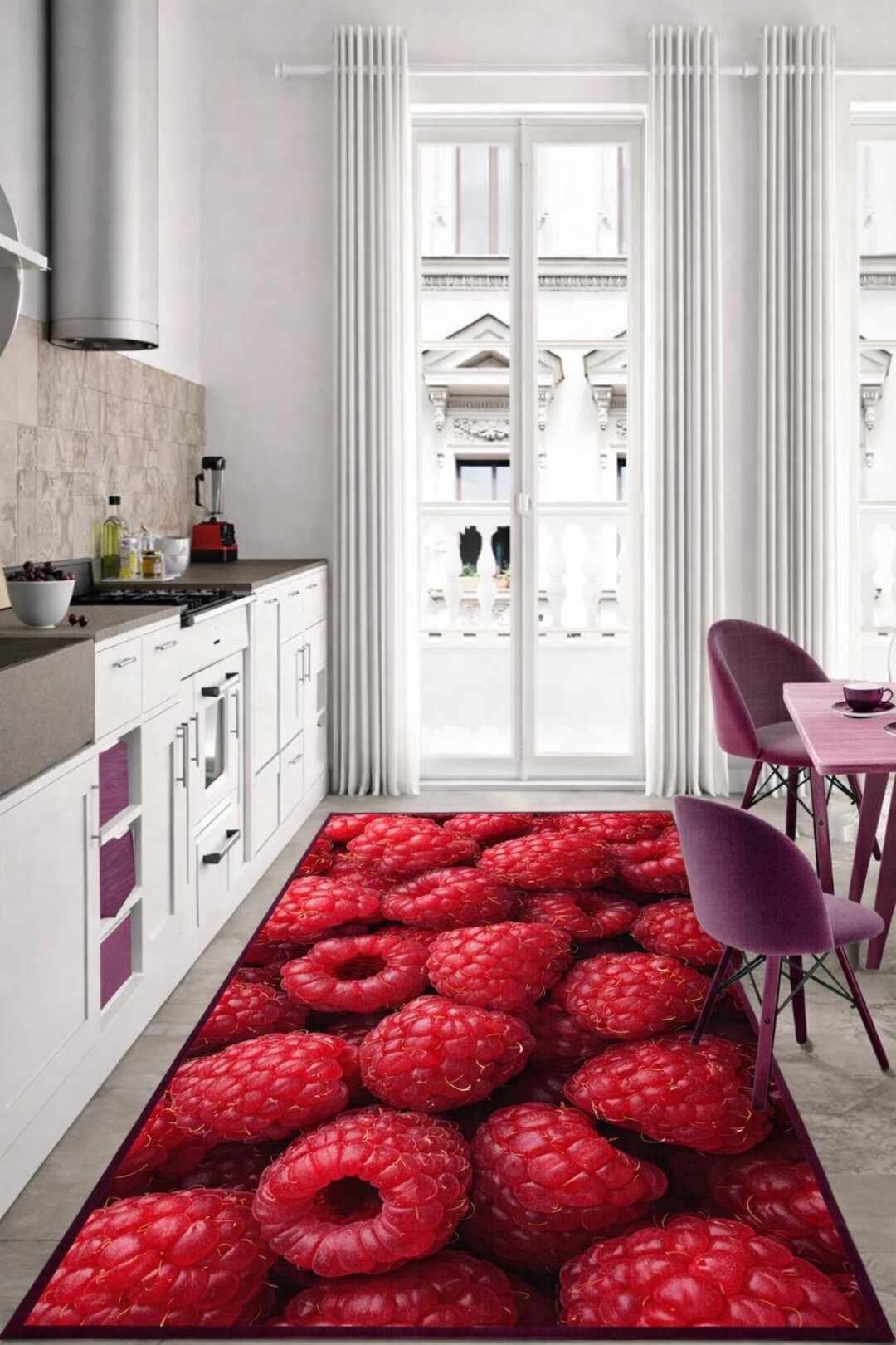 Raspberry Throw Rug Raspberry Kitchen Runner Rug – Red Berry Carpet, Juicy Fruit Design ...