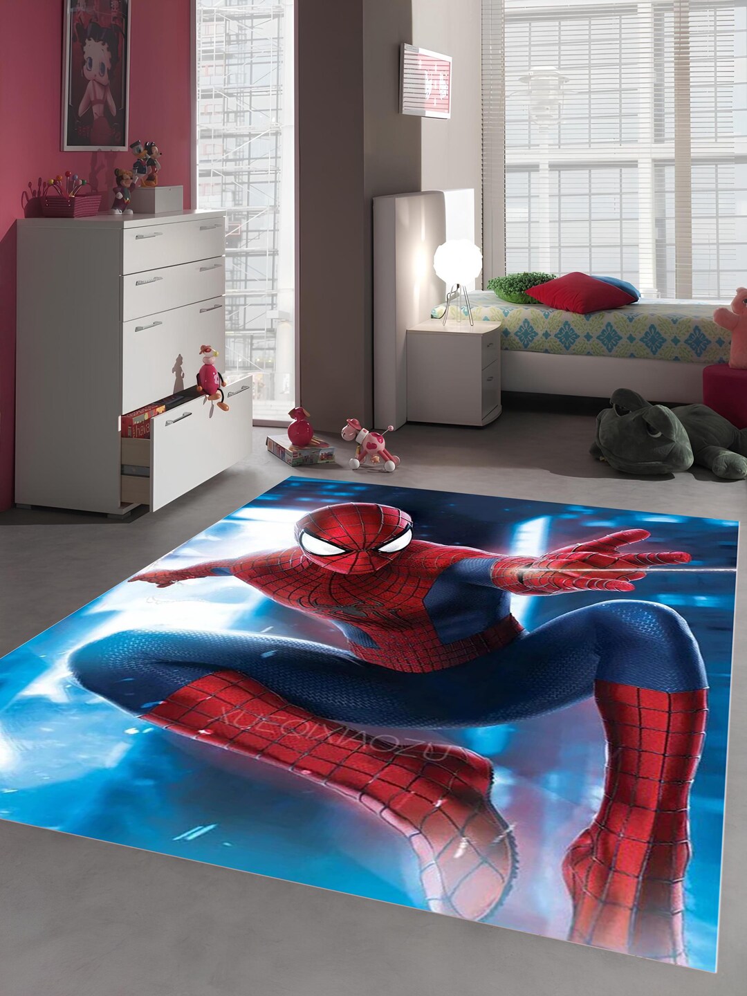 Spiderman, Spiderman Rug, Spider Man Rug, Game Room Rug,kids Room Rug ...