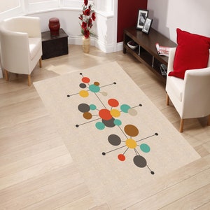 Mid Century Rug, Mid Century Rugs, For Living Room Rug, Saloon Rugs, Area Rug,  Housewarming Gift Rug,3D Rug,Personalized Gift Rug,Gift Rugs