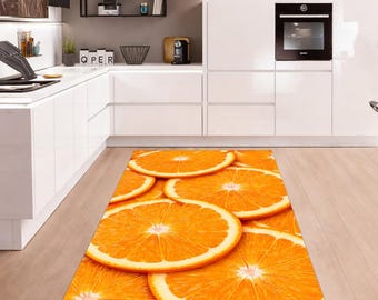 Tapis Orange Slice : tapis aux agrumes lumineux, motif de fruits juteux, décoration d'été de cuisine fraîche