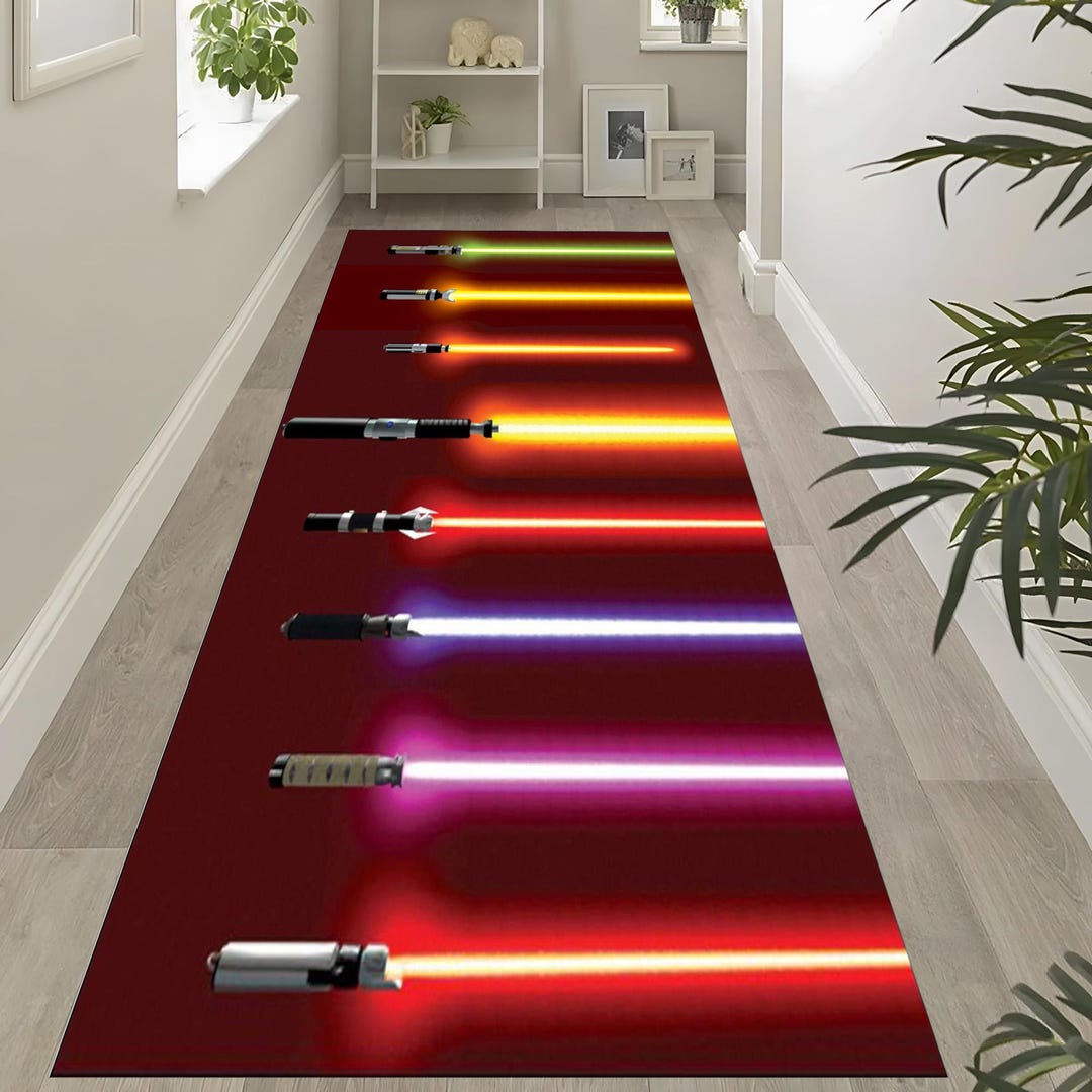 Lightsaber Runner Rug: Sci-fi Neon Hallway Carpet - Etsy