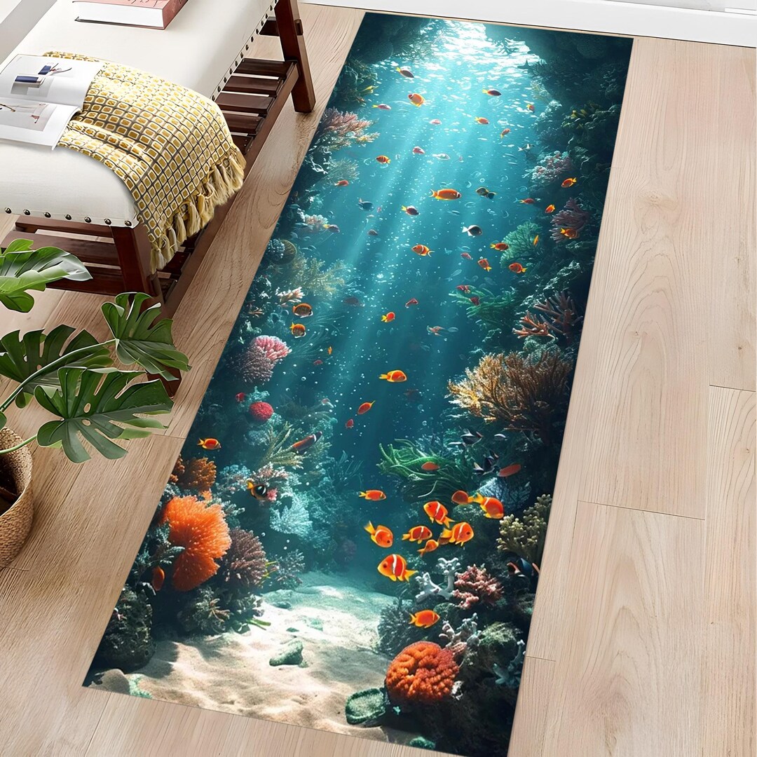 Throw Rug Fish Tropical Fish Runner Rug: Underwater Ocean View, Modern Home Decor - Etsy