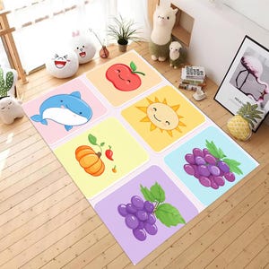 Bunte Obst Lernkarten für Kinder Lernkarten mit Apfel, Traube, Kürbis und mehr für die Vorschule
