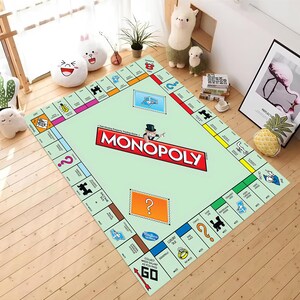 Monopoly Rug,Monopoly Rugs,Game Room Rug,Game Room Rugs,Area Rug, Monopoly Game Rug,3D Rug,Personalized Gift Rug,Monopoly Art Rug,Gift Rugs