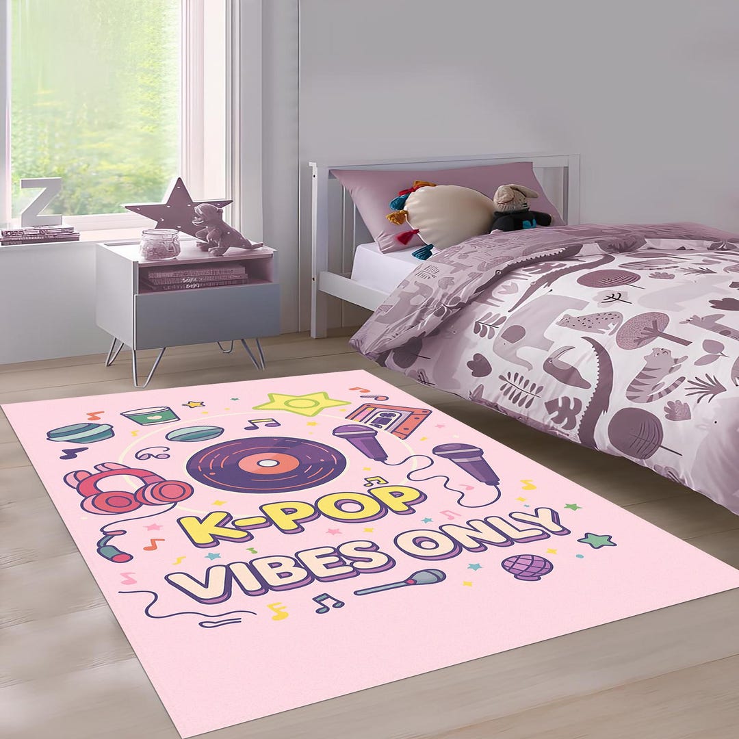 Kpop Rug K-pop Vibes Pink Rug: Music Mic Record Design - Etsy