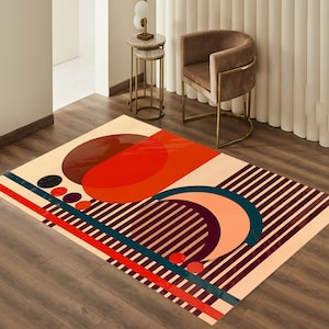 Mid Century Rug, Mid Century Modern Rug, Modern Art Rug, Living Room Rug, Gift Rug, Decor Rug, Area Rug, Non Slip Rug, Soft Rug, Floor Rug