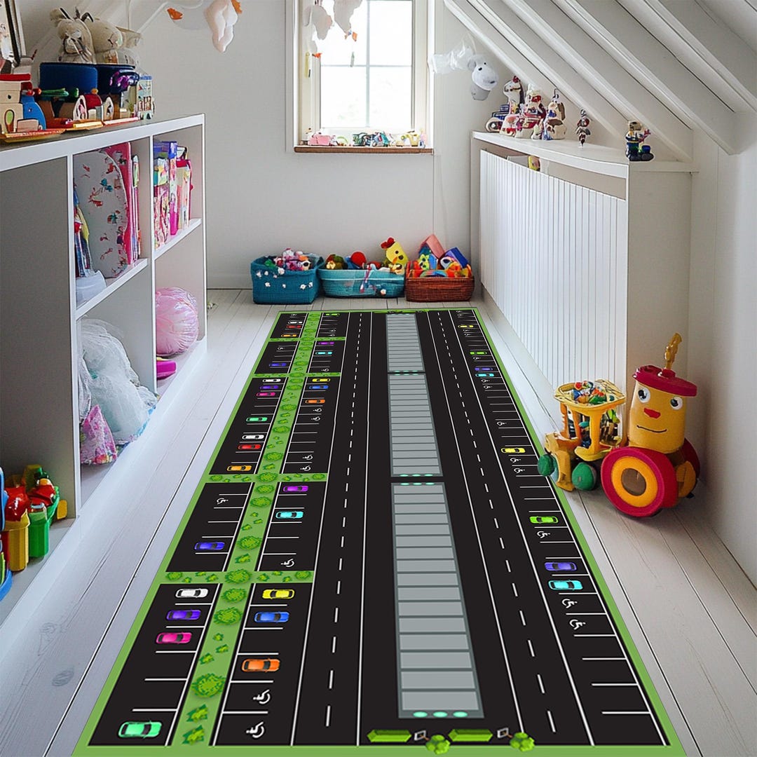 Kids Car Parking Runner Rug: Playroom Activity Mat - Etsy