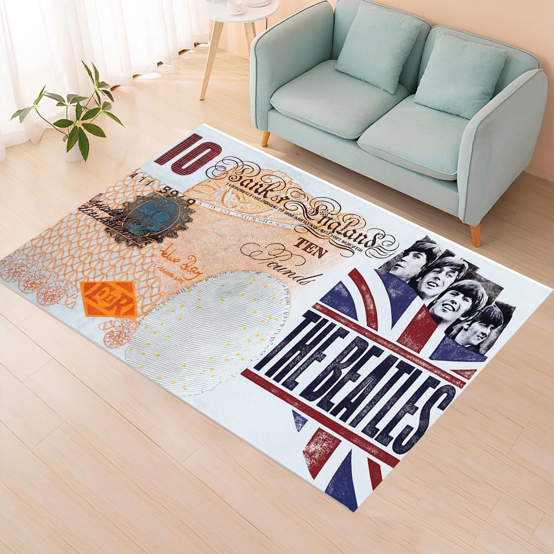 The Beatles Rug: British Pound Carpet, Retro Pop Art Design, Union Jack ...