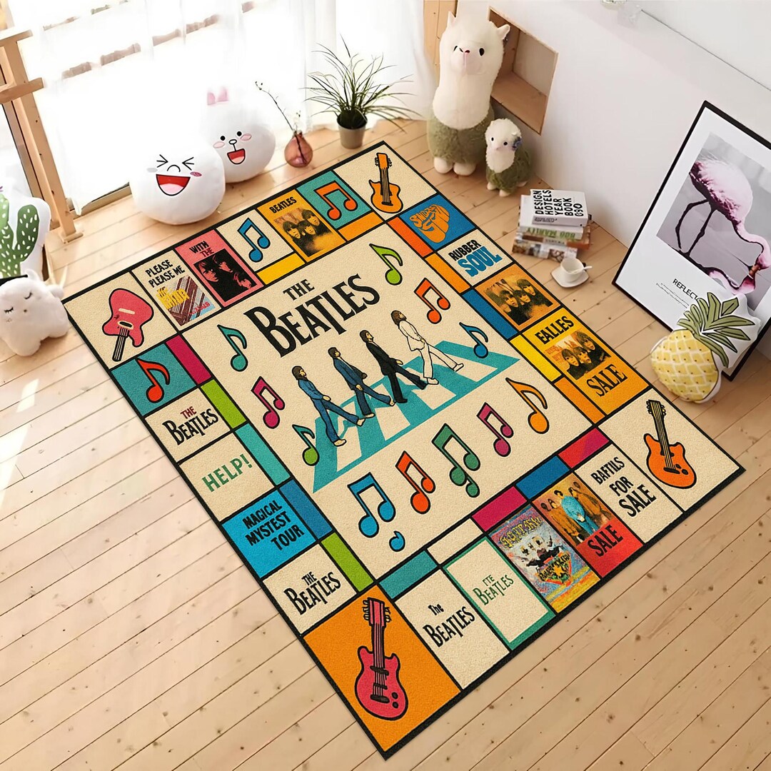 Monopoly Design Rug Beatles Board Rug: Colorful Monopoly Style Carpet, Album Cover Design ...