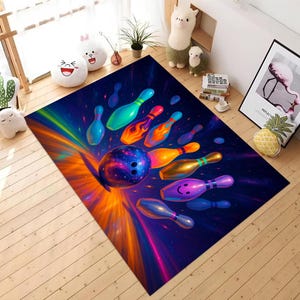 Bowling Strike Rug: Modern Sports Fan Carpet