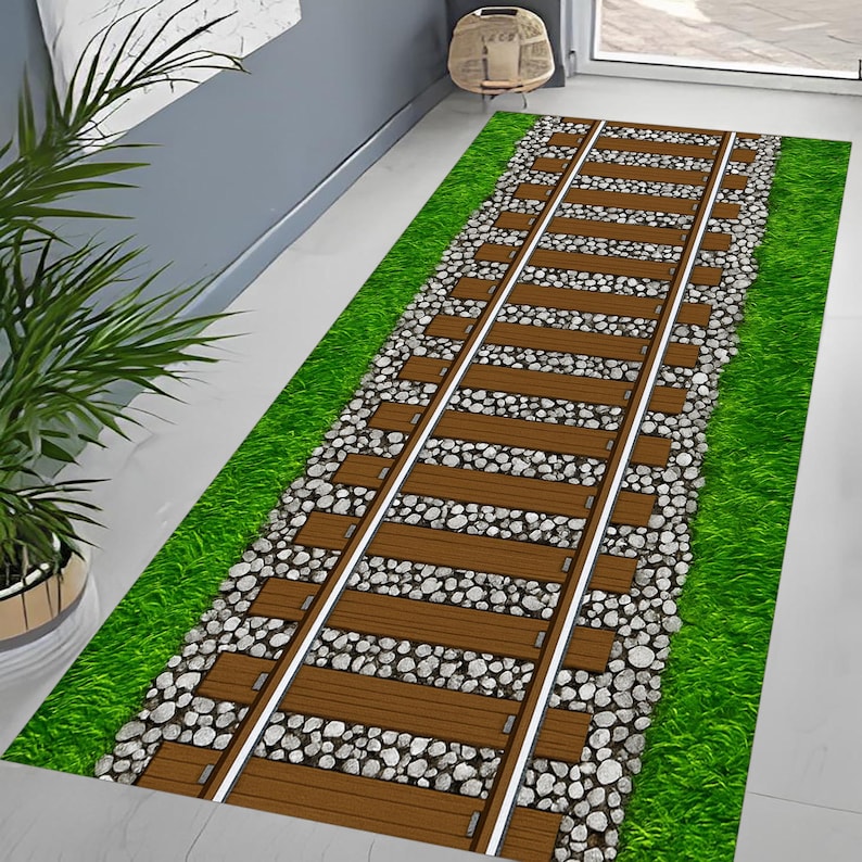 Model Train Rugs Train Track Runner Rug: Railway Kids Playroom Carpet - Etsy