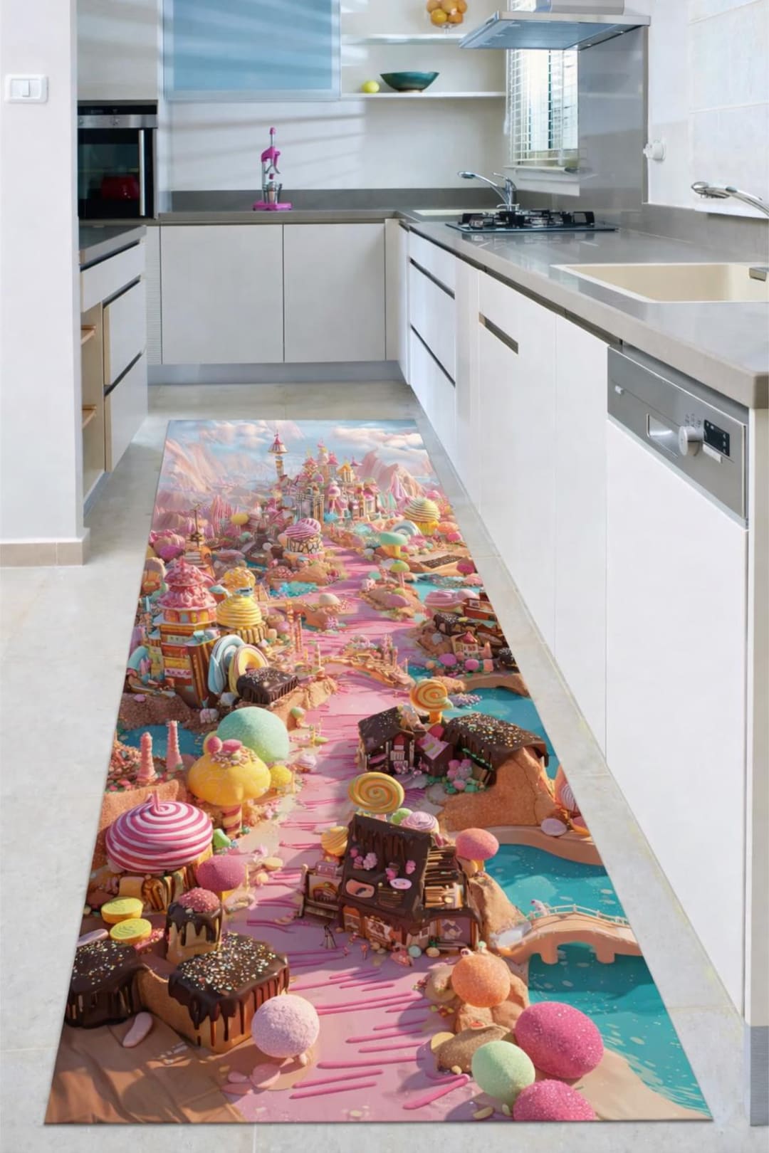 Fantasy Candyland Rug: Pink Pastel Sweet World Carpet, Dreamy Kitchen ...