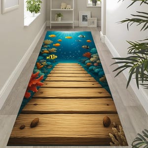 Fish Runner Rug, Sea Decor Rug, Sea Runner Rug, Aquarium Fish Rug, Sea Fish Rug, Kids Long Rug, Hallway Rug, Nautical Runner Rug, Fish Rug