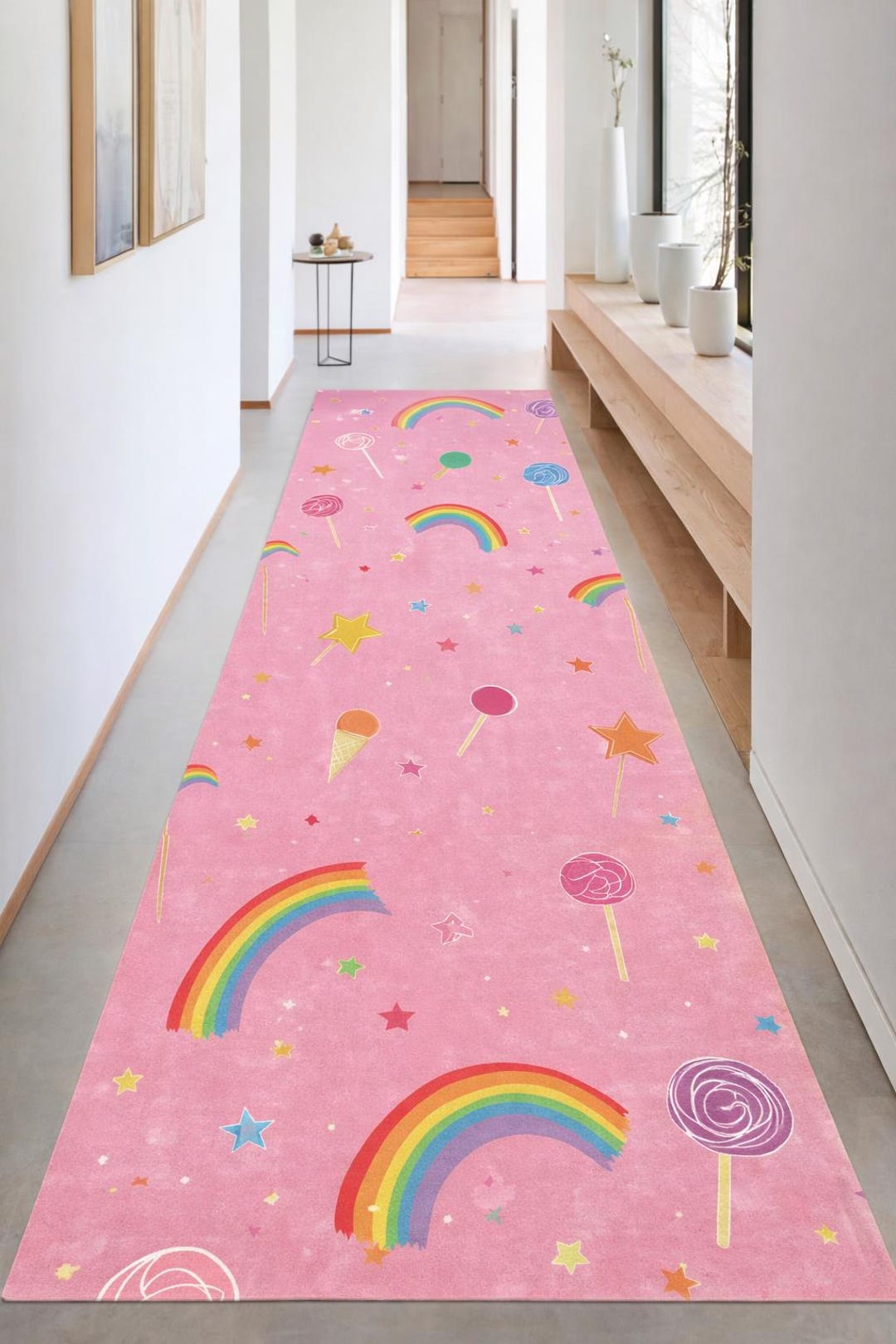 Candy Rug Inpo Rainbow Candyrug for Kids • Pink Lollipop Carpet • Girls Room Hallway ...