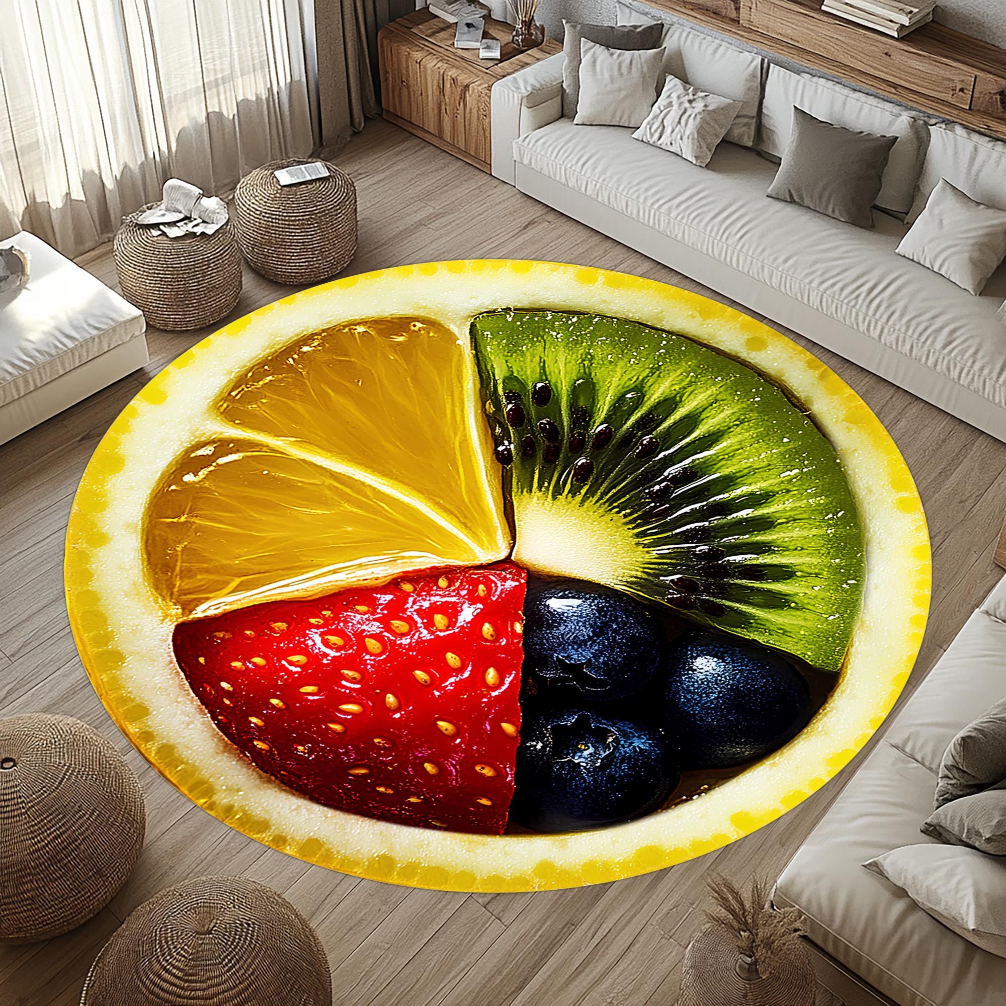 Orange Round Rugs, Orange Rugs, Orange Kitchen Rugs, Orange Rug Bedroom, Fruit Rug,tangerine orange grape strawberry Rugs