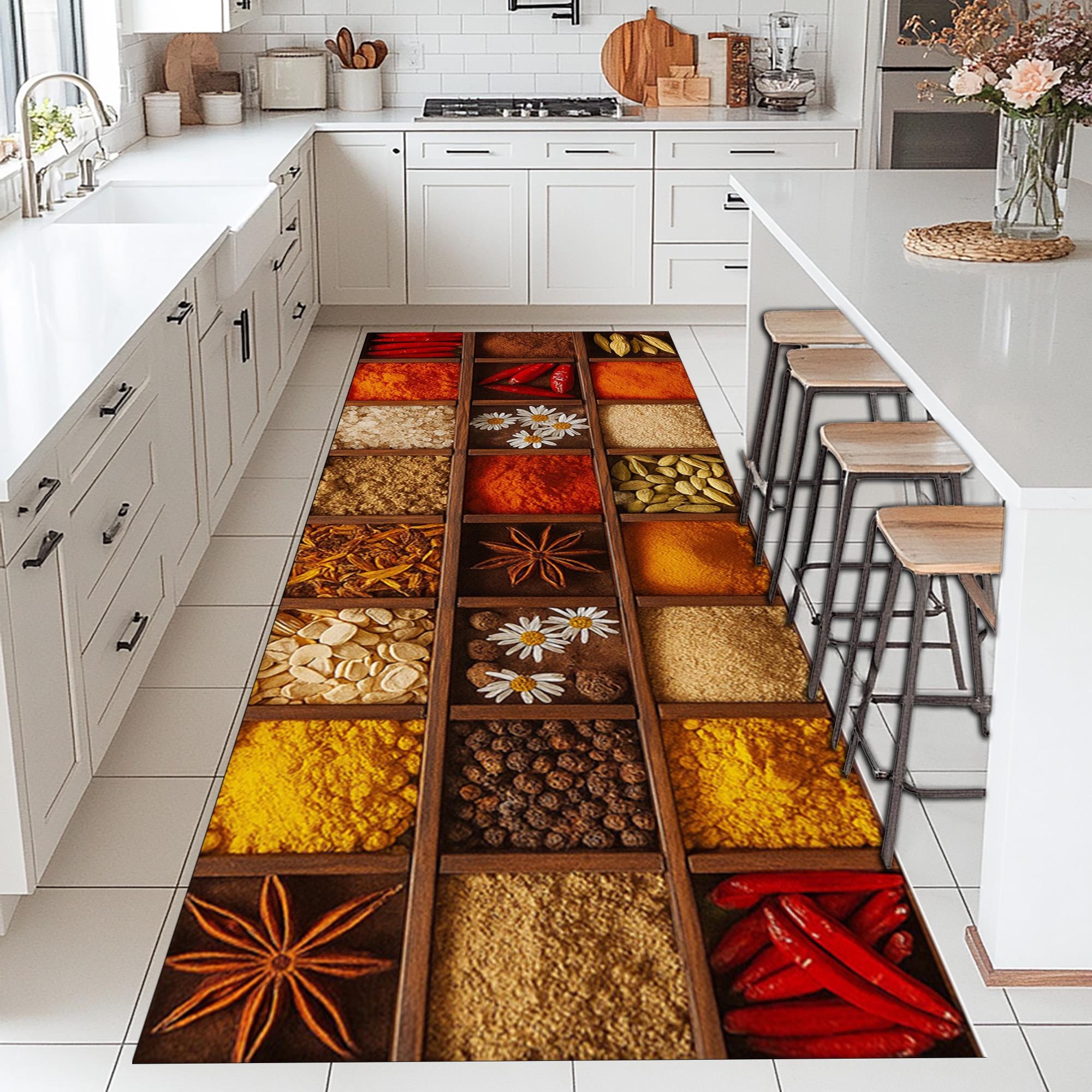 Spice Rug Spice Box Kitchen Runner Rug: Colorful Herbs Print, Non-slip - Etsy