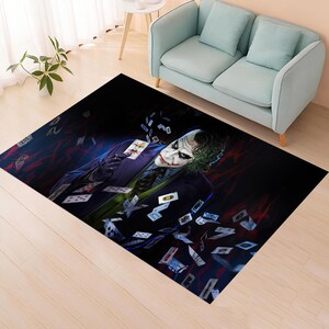 Tappeto Joker, tappeto di bambù, tappeto fresco, tappeto decorativo Joker, poster Joker e carte, tappeto moderno, arredamento per la stanza degli adolescenti, regalo personalizzato, regalo di compleanno,