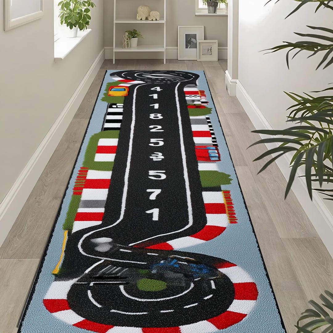 Race Track Runner Rug, Car Road Playmat, Kids Playroom Carpet - Etsy