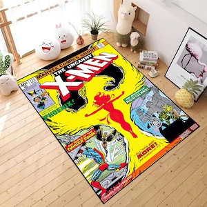 Comic Cartoon Books Cover, X-Men Legend Rug, Books First Number, Fantastic Retro Rug, XMan Movie Comic Cartoon Carpet