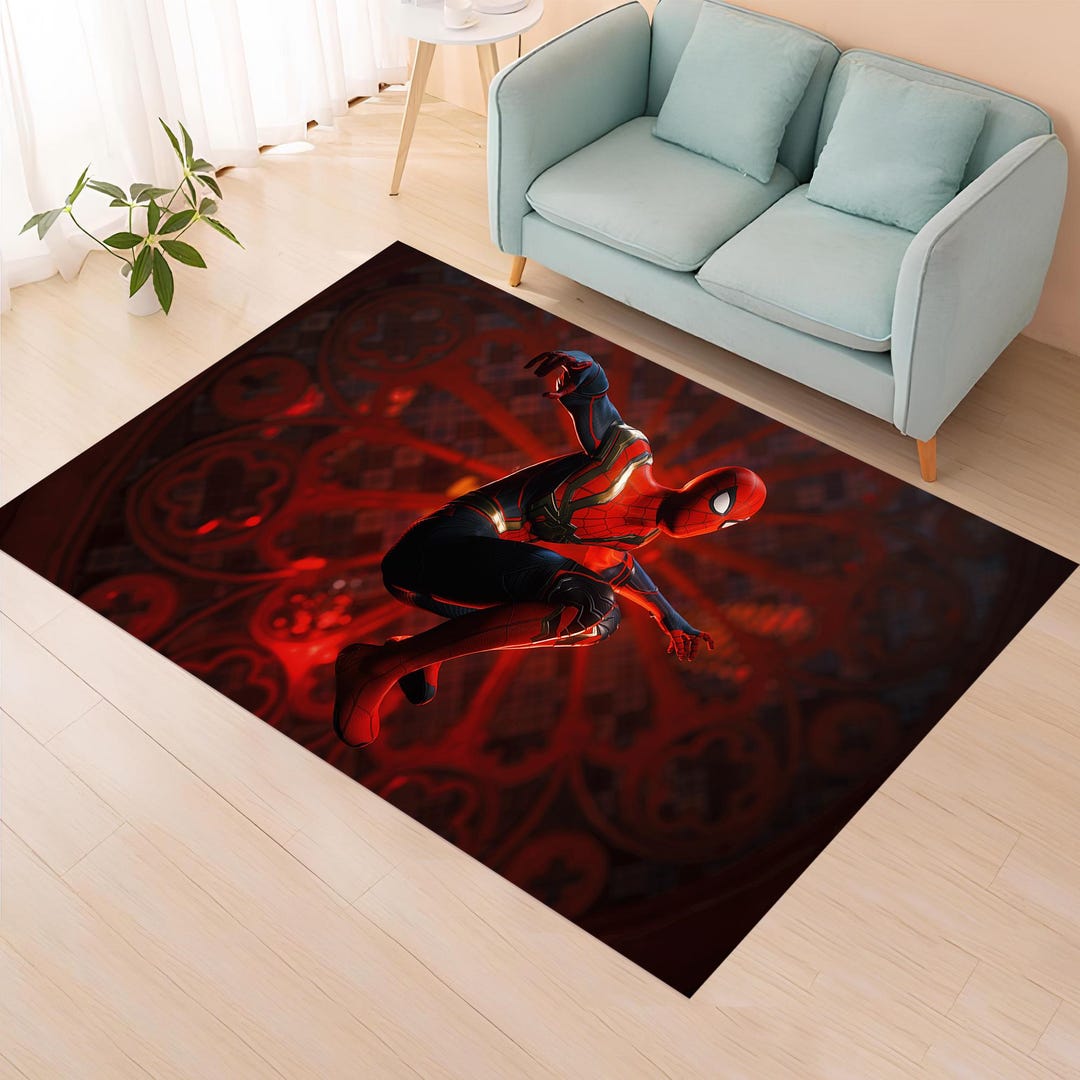 Spider-man Area Rug: Washable Game Room Decor - Etsy