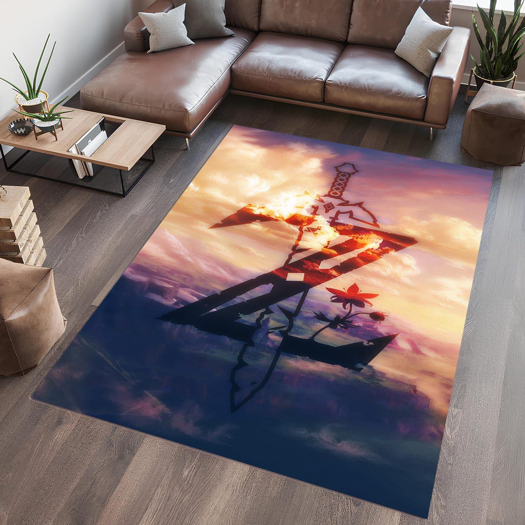 Zelda Rug: 3D Hyrule Sword Design, Living Room Decor - Etsy