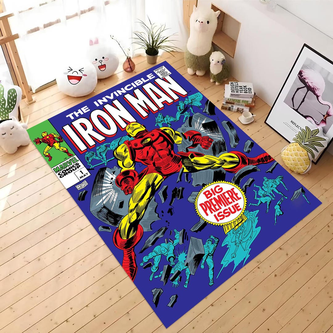 Icoon Man Rug Iron Man Comic Book Rug: Retro Movie Decor - Etsy