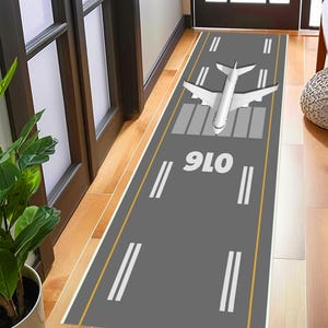 Airport Runway Rug: Aviation Decor, Kids Play Mat