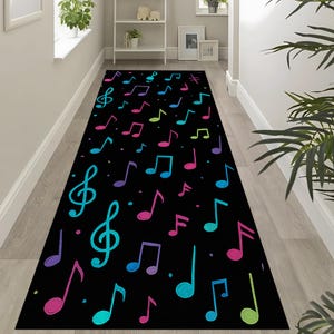 Colorful Music Notes Runner Rug: Kids&#39; Room Decor