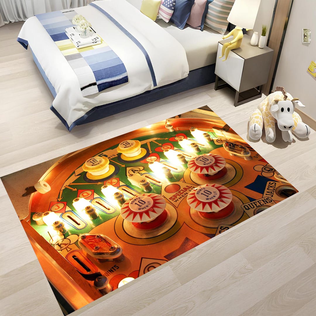 Pinball Machine Rug: Modern Game Room Decor, Non-slip - Etsy