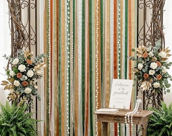 Guirlande rubans mariage, rideau de rubans, décoration mariage multicolore, mur de rubans pour photobooth