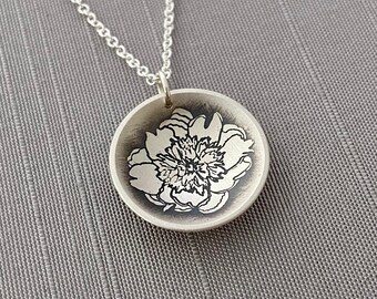 Sterling Silver ‘Bowl of Beauty’ Peony Necklace