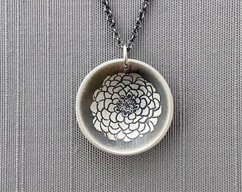 Sterling Silver Zinnia  Necklace No. 1